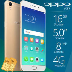 Oppo A37, 16GB, 4G LTE, Dual Sim, Gold