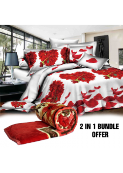 2 In 1 Special Offer, 8d Bed Sheet Exclusive Collection, Flannel Single Blanket Super Soft Assorted Colours And Assorted Design's 160x200cm, Ba04