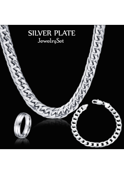 Buy 3 In 1 Bundle Offer, Sana Jewelry Silver Plated Chain Necklace, Bracelet With Ring, SJR034