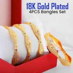 Nilanjan 18K Gold Plated Fashionable Multi Design 4Pcs Set Bangles, NA0724