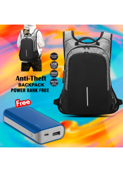Buy 2 in 1 Bundle Offer, Ledmomo Anti-Theft Backpack With USB Charge Port Concealed Zippers And Larger Volume Capacity Lightweight Waterproof For School Travel With Free Power Bank