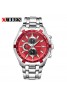 3 Pcs Curren Stainless Steel Watch For Men,8023,Silver red