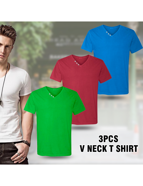 3 In 1 Bundle Offer High Quality Mens V Neck Zip T-Shirt, Assorted ...