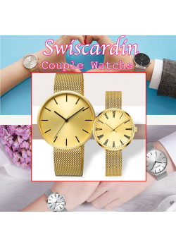 Swiscardin 2pcs Stainless Steel Pair Watches With Men & Women, SWIS22