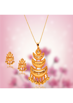 AH Gold Fashion 24K Gold Plated Traditional Design JewelleryNecklace Set, TD01