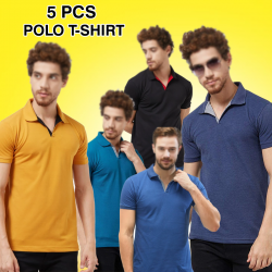 5 Pcs Polo Casual T-shirt Assorted Color And Design, Nb200