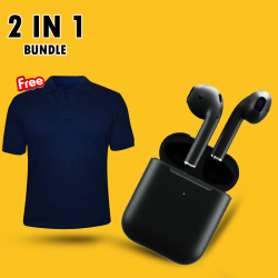 2 In 1 Bundle Offer , Inpods 12 Wireless Bluetooth Different Color Airpods, Inpods 12,Dolphin Men's Polo Collar T-Shirt Assorted Color