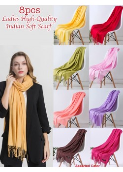 8pcs Ladies High-Quality Assorted Color Indian Soft Scarf, RM32