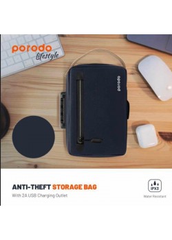 Porodo Lifestyle Anti-Theft Storage Waterproof Bag 8.2" With 2A USB Charging Outlet, PR76