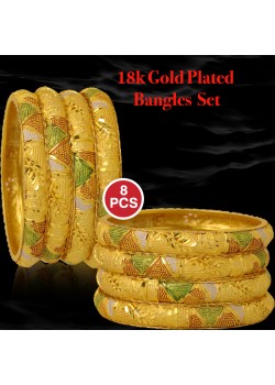 Royal Bangles 18k Gold Plated 8pcs Bangles, 8B