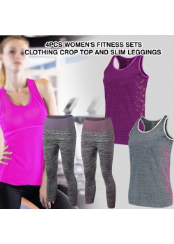 6Pcs Women's Fitness Sets Clothing Crop Top And Slim Leggings, TC34