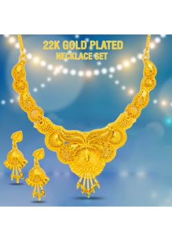 Mij 22K Gold Plated Indian Design Necklace Set, MJ02