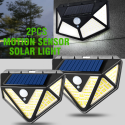 2 pcs  Solar Interaction Waterproof Wall Lamp LED Lights Outdoor 3 Modes 166 LED Lamp, CL-166