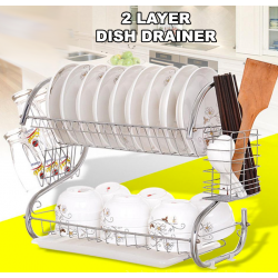 High-Quality Chrome Plated 2 Layer Dish Drainer Made Of Durable Stainless Steel, CYB878