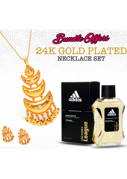 2 in 1 bundle offer AH Gold Fashion 24K Gold Plated Traditional Design JewelleryNecklace Set, adidas Victory League Eau De Toilette Spray for Men, 100ml, TDB2