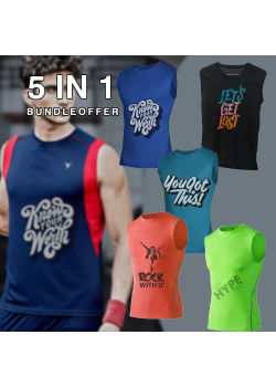 5 Piece Men's sleeveless printed  T-shirt, T21