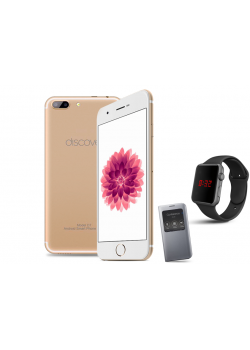 2 in 1 Bundle Offer, Discover D7 Smartphone, Macra Digital Unisex Watch, Black