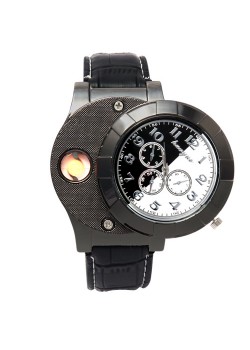 Huayue Watch With Built-in Cigarette Lighter For Men, WL12, Black White