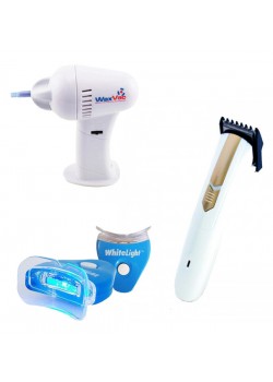Health Care, 3 in 1 Bundle Offer, White Light Tooth Whitening System, Wax vac Gentle Effective Ear Cleaner, Hair Trimmer