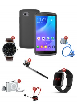 Enjoy 7 in 1 Bundle Offer, Lafee Smartphone, Yazole Fashion Watch, Selfie Stick, Mp3 Player, Headphone, Macra Digital Unisex Watch, Mobile Holder