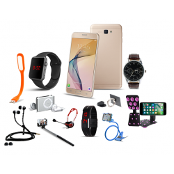 Lucky 12 In 1 Bundle Offer, H-mobile J7 Prime, Universal Rotating Phone Plate Holder, Portable USB LED Lamp, Zipper Stereo Wired Earphones, Ring Holder, Headphone, Mobile holder, Macra watch, Yazol watch, Selfie stick, Mp3 player, Led band watch