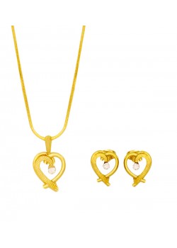Dong Gurami 18K Gold Plated Heart Design Pendant Set With Zircons, TKG470