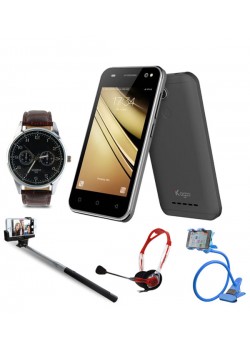 5 in 1 Bundle Offer, Kagoo s11 Smartphone, Yazole Watch, Selfie Stick, Headphone, Mobile Holder