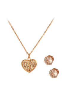 Trust Best 18K Heart Shape Design Gold Plated Cubic Zircon Necklace Set,TB81 