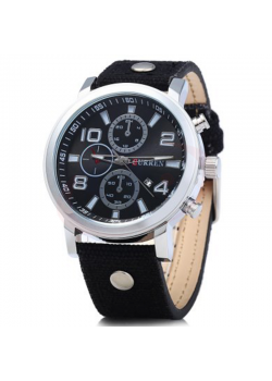 Curren Leather Band Watch For Men, 8199, Black
