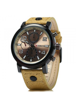 Curren Leather Band Watch For Men, 8199, Brown