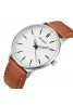 Curren Sports Leather Fashion Watch For Men, M8233,  White Brown