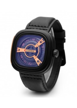 Kademan Trendy Stylish Genuine Leather Watch For Men, 365B, Black