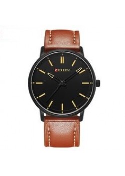 Curren Sports Leather Fashion Watch For Men, M8233, Black Brown