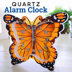 Quartz Butterfly Design Alarm Table Clock Gift, BT232