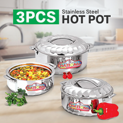 National Stainless Steel 3Pcs Hot Pot, Flora Design, DN1527
