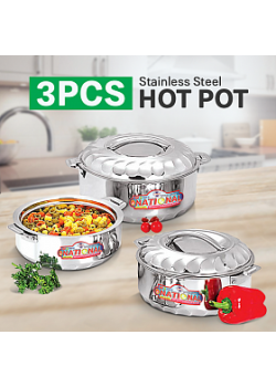 National Stainless Steel 3Pcs Hot Pot, Flora Design, DN1527