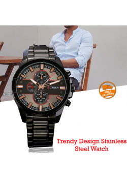Curren Trendy Design Stainless Steel Watch For Men, 8274, Black
